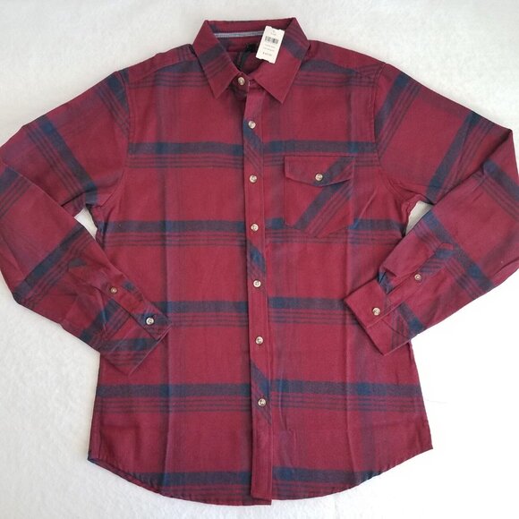Smash Flannel Shirt Mens SMALL Burgundy Red Navy Blue Soft MSRP $69 - Picture 1 of 8